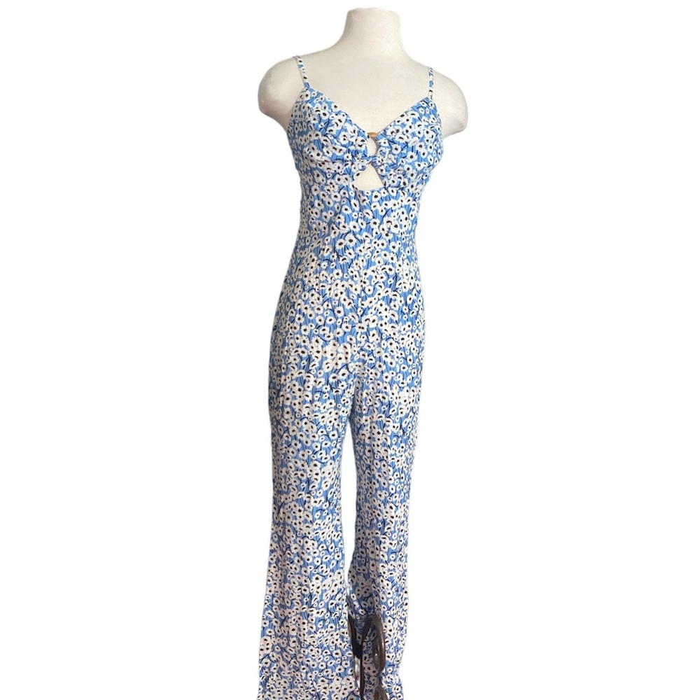 Anthropologie Hutch Blue Motif Ditsy Floral Wide Leg Jumpsuit small